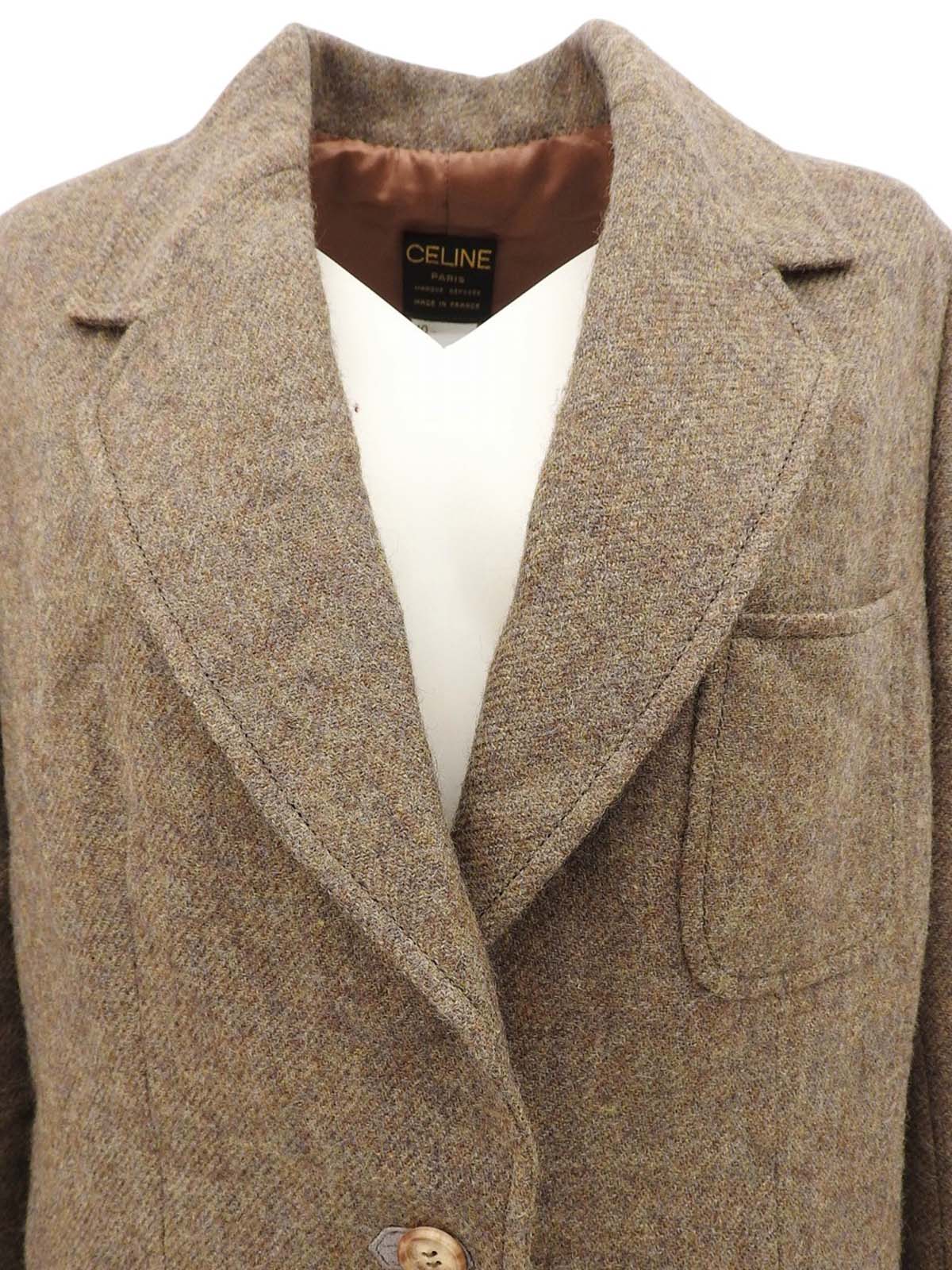 ウールロゴボタンエルボーパッチジャケット ブラウン/グレー