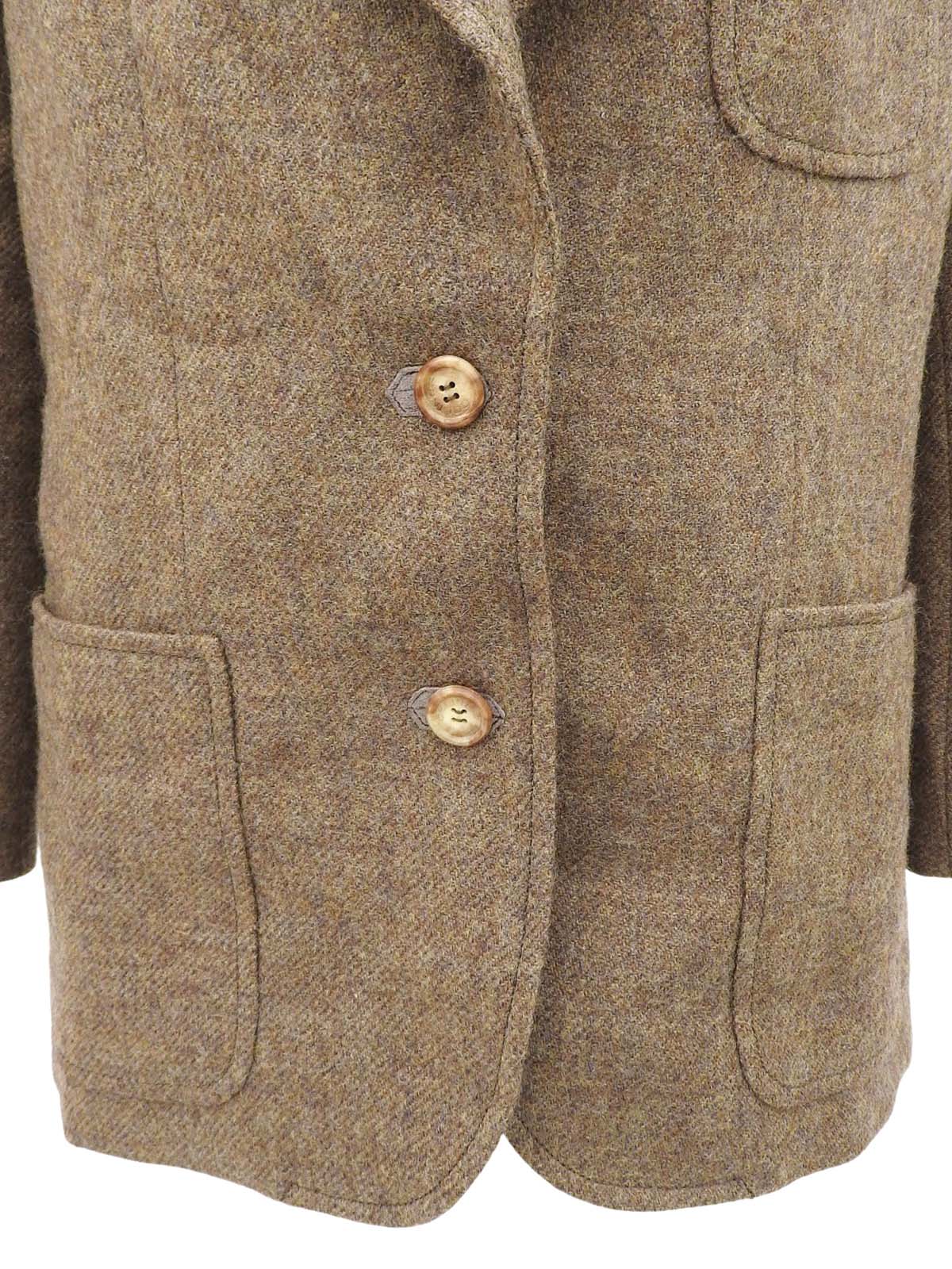 ウールロゴボタンエルボーパッチジャケット ブラウン/グレー