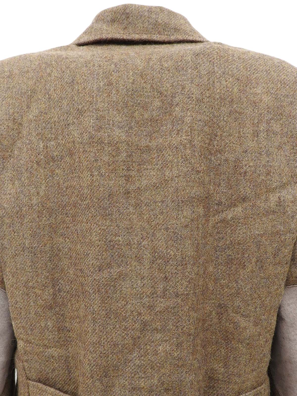 ウールロゴボタンエルボーパッチジャケット ブラウン/グレー