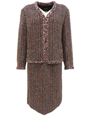 ツイードノーカラーセットアップ ブラック/レッド/マルチ