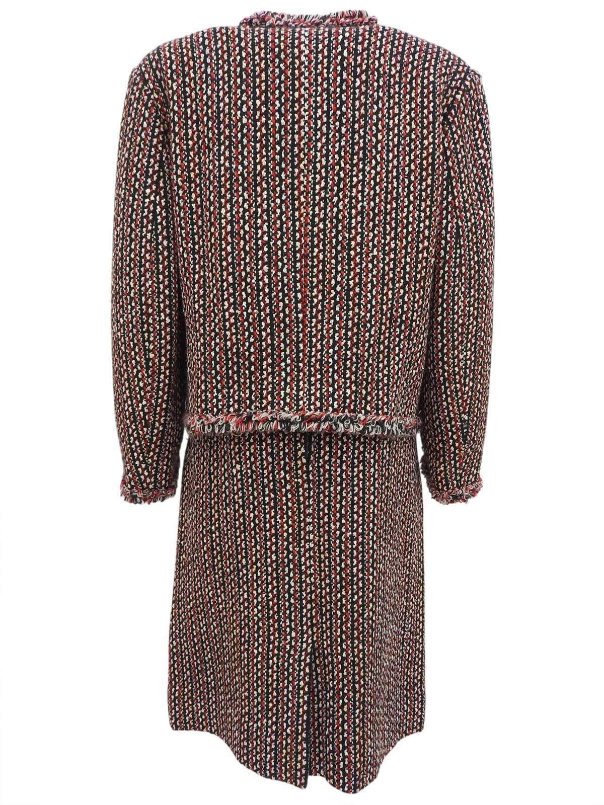 ツイードノーカラーセットアップ ブラック/レッド/マルチ