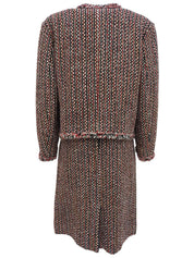 ツイードノーカラーセットアップ ブラック/レッド/マルチ