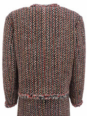 ツイードノーカラーセットアップ ブラック/レッド/マルチ