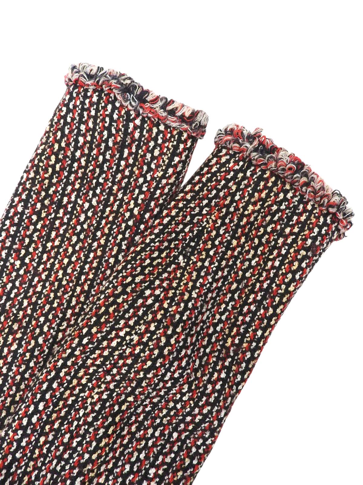 ツイードノーカラーセットアップ ブラック/レッド/マルチ