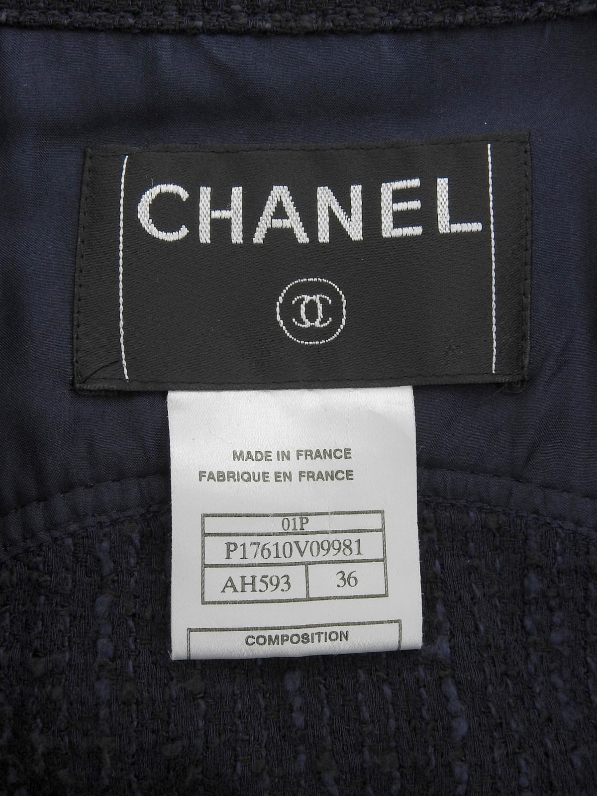 2001 Tweed CC Mark Button Long Sleeve Shirt, Navy