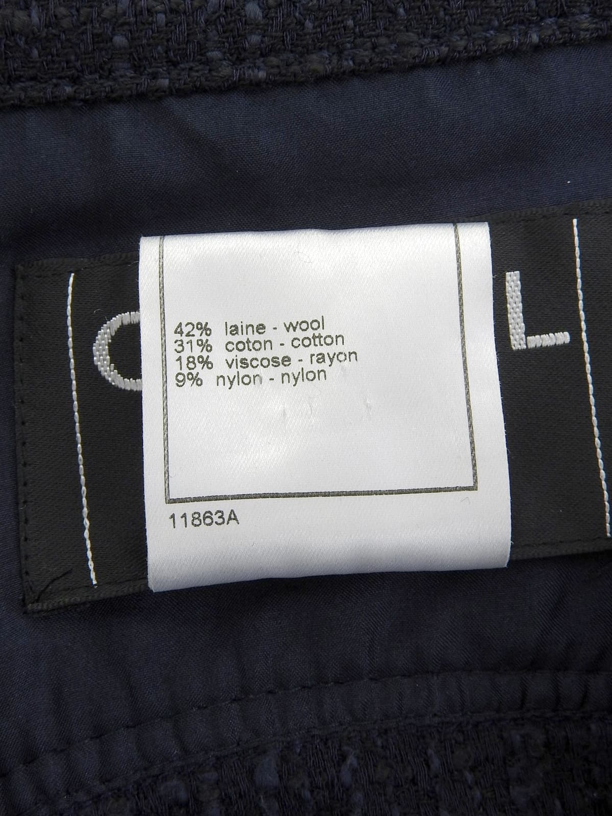 2001 Tweed CC Mark Button Long Sleeve Shirt, Navy