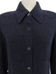 2001 Tweed CC Mark Button Long Sleeve Shirt, Navy
