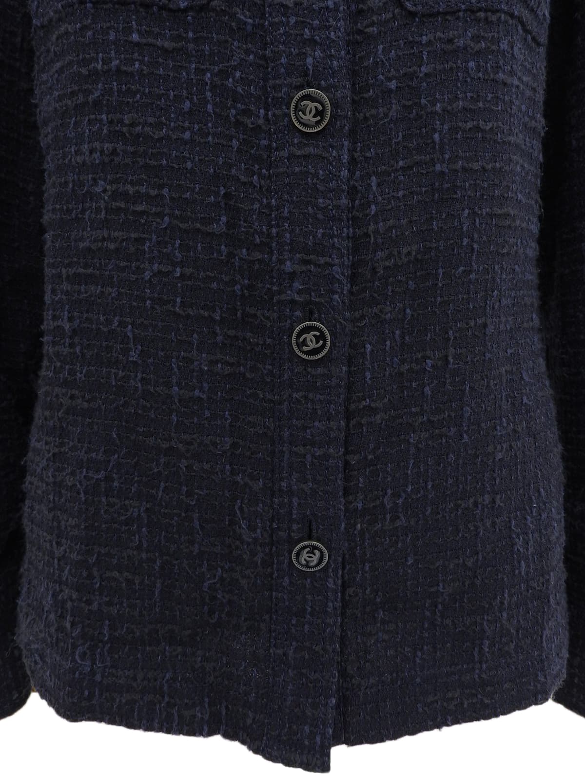 2001 Tweed CC Mark Button Long Sleeve Shirt, Navy