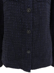 2001 Tweed CC Mark Button Long Sleeve Shirt, Navy