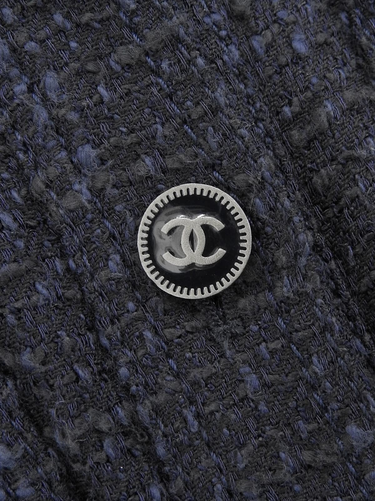 2001 Tweed CC Mark Button Long Sleeve Shirt, Navy