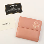 2011 Camellia CC Mark Compact Wallet Pink