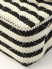 2014 Cotton Border Pattern Classic Flap Chain Bag, 25cm, Gray/Black