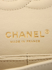 2014年頃製 コットンボーダーパターンクラシックフラップチェーンバッグ25cm グレー/ブラック