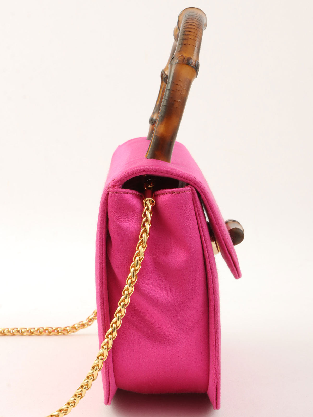 Satin Mini Bamboo 2-Way Bag, Pink