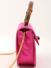 Satin Mini Bamboo 2-Way Bag, Pink