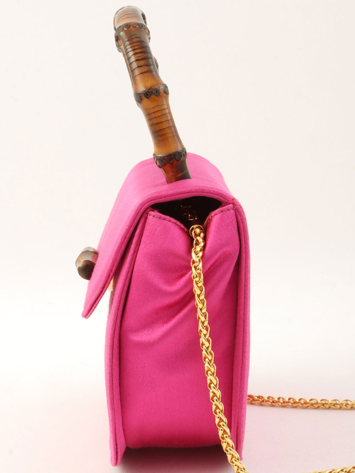 Satin Mini Bamboo 2-Way Bag, Pink