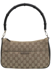 Canvas GG Pattern Bamboo Handle Bag Beige