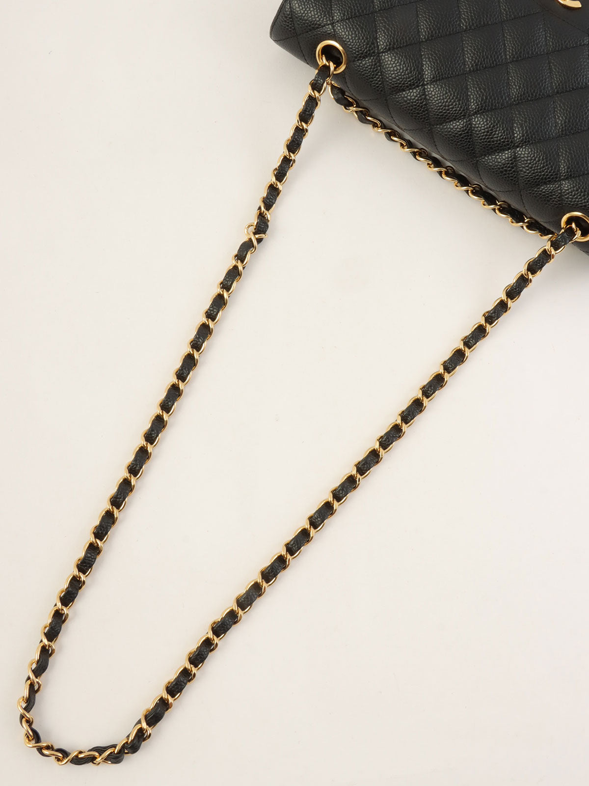 2007 Caviar Skin Classic Flap Chain Bag 25cm Black