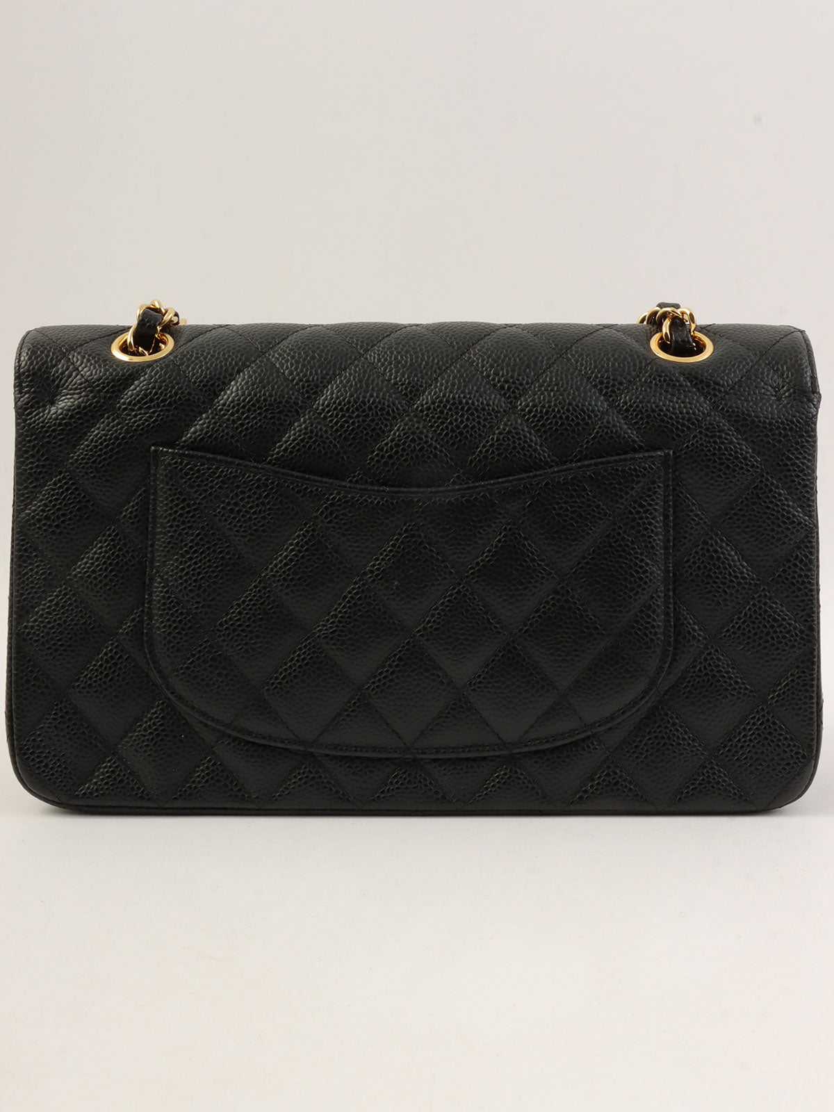 2007款鱼子酱纹经典翻盖链条包，25厘米，黑色