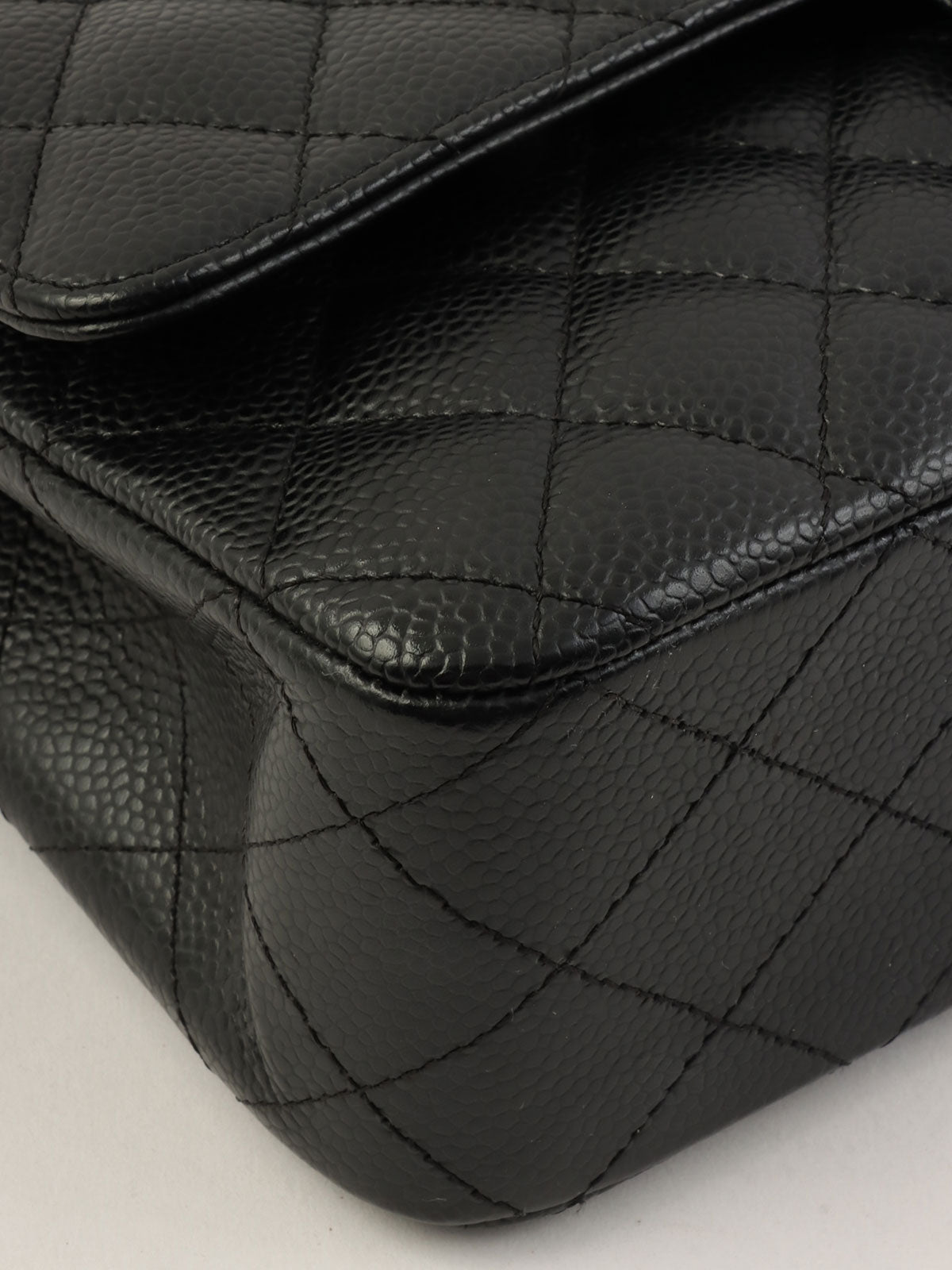 2007 Caviar Skin Classic Flap Chain Bag 25cm Black