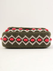 2015年頃製 CCマークプレートニットミニチェーンショルダーバッグ カーキ/マルチ