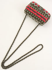 2015年頃製 CCマークプレートニットミニチェーンショルダーバッグ カーキ/マルチ