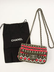 2015年頃製 CCマークプレートニットミニチェーンショルダーバッグ カーキ/マルチ