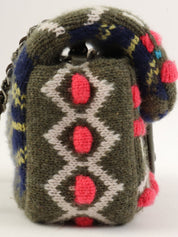 2015年頃製 CCマークプレートニットミニチェーンショルダーバッグ カーキ/マルチ