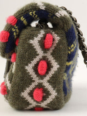 2015年頃製 CCマークプレートニットミニチェーンショルダーバッグ カーキ/マルチ