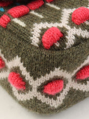 2015年頃製 CCマークプレートニットミニチェーンショルダーバッグ カーキ/マルチ