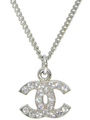 2006年製 ラインストーンCCマークプレートネックレス シルバー