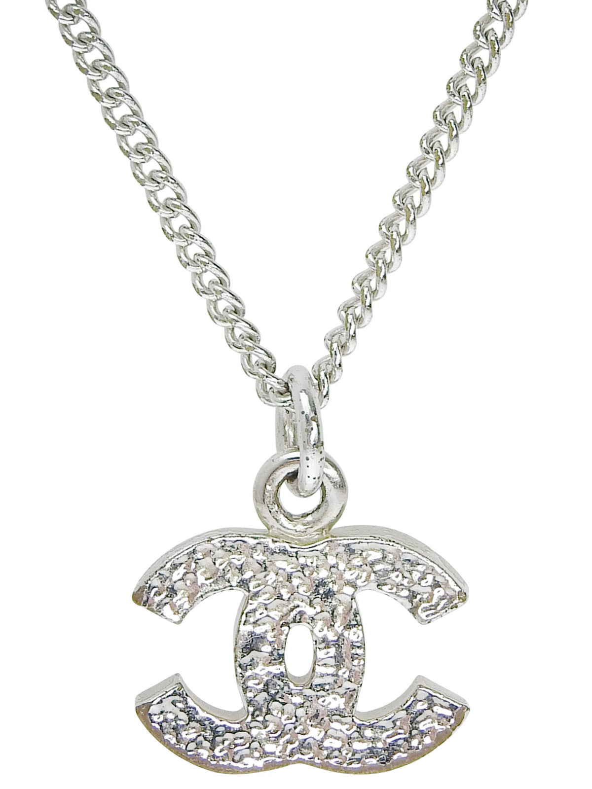 2006年製 ラインストーンCCマークプレートネックレス シルバー