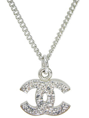 2006年製 ラインストーンCCマークプレートネックレス シルバー