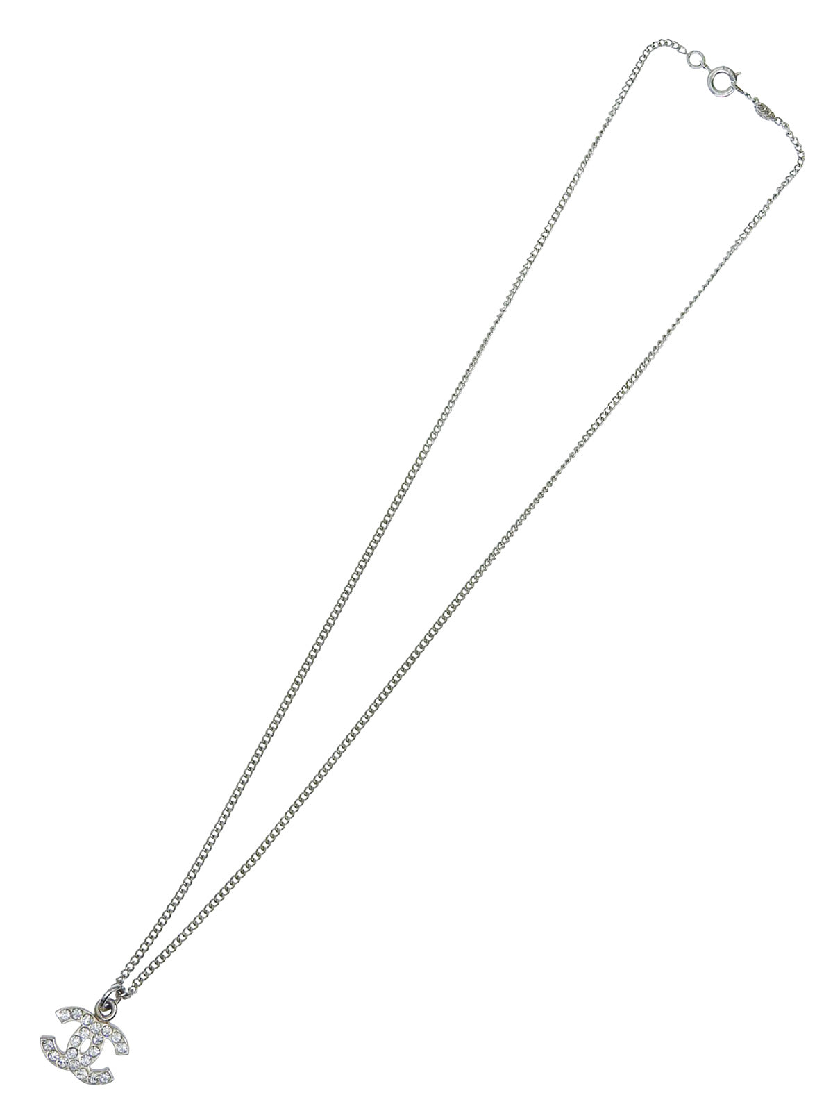 2006年製 ラインストーンCCマークプレートネックレス シルバー