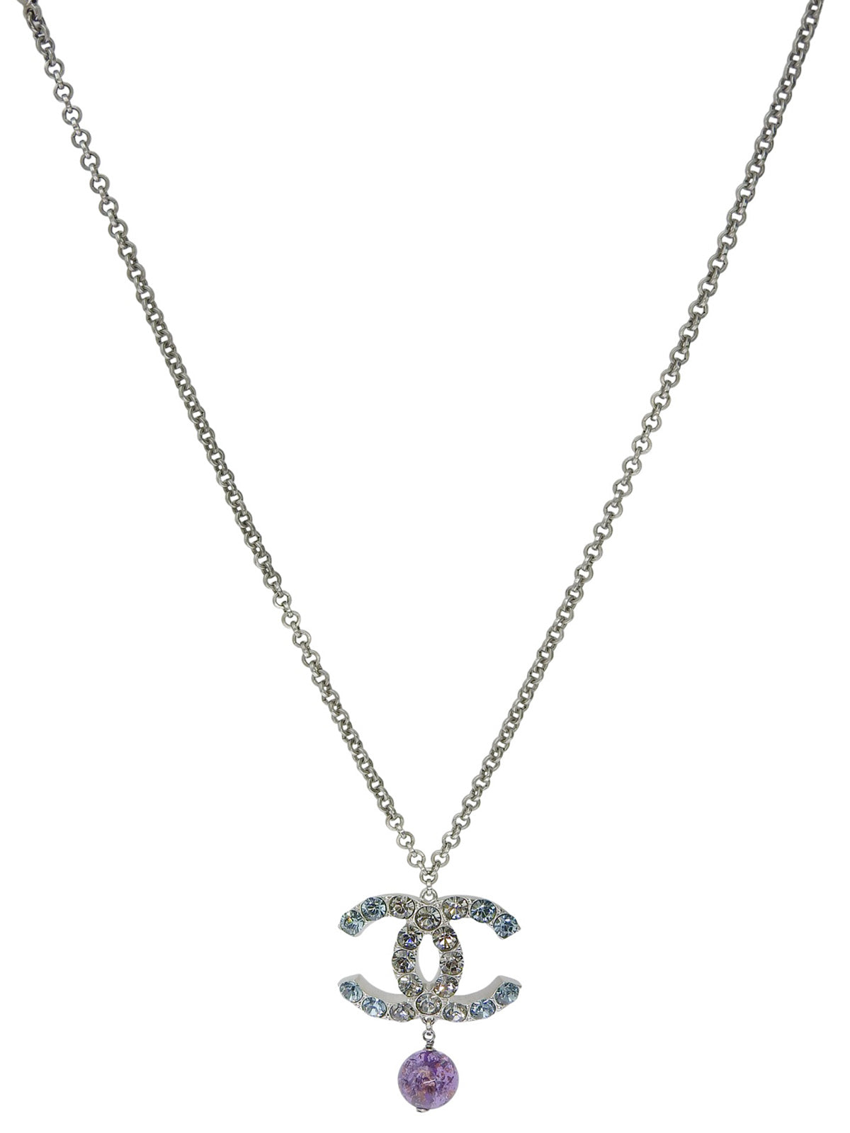 2008年製 マルチカラーストーンCCマークネックレス シルバー/マルチ