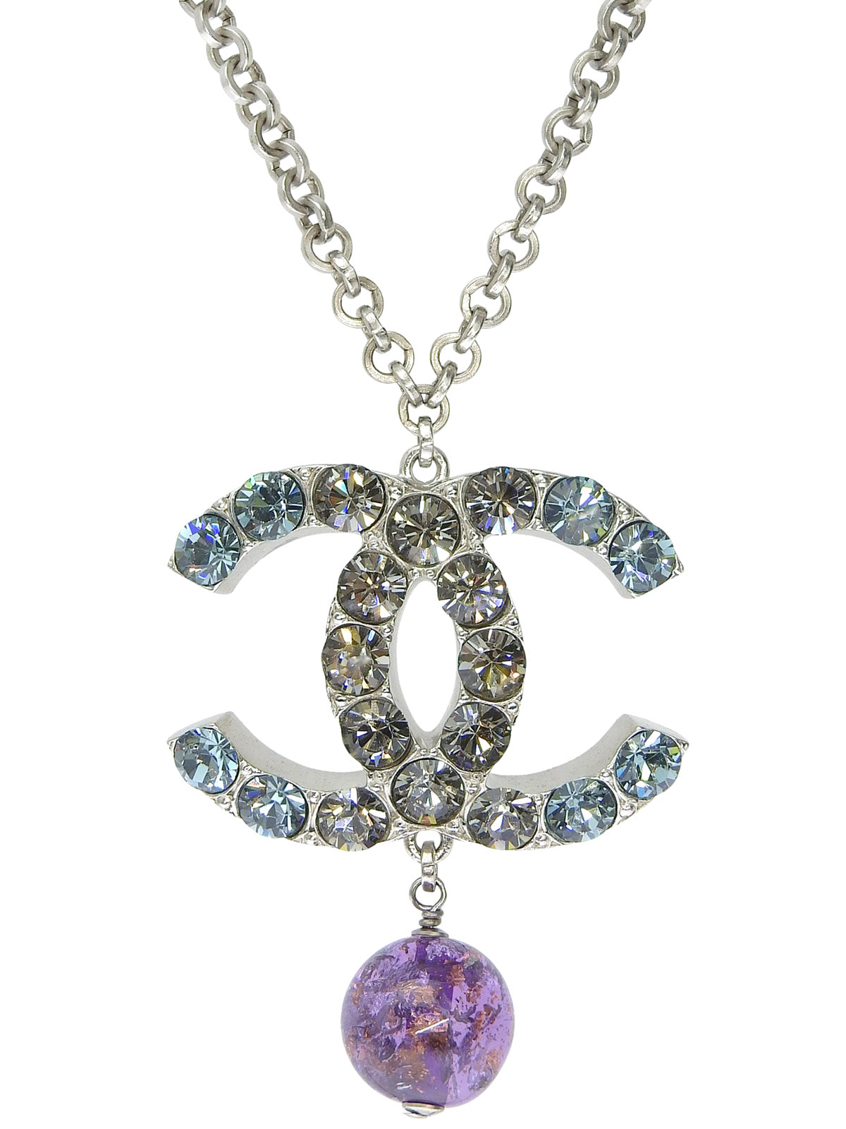 2008年製 マルチカラーストーンCCマークネックレス シルバー/マルチ