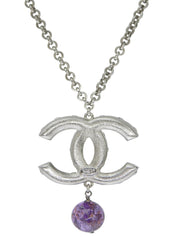 2008年製 マルチカラーストーンCCマークネックレス シルバー/マルチ