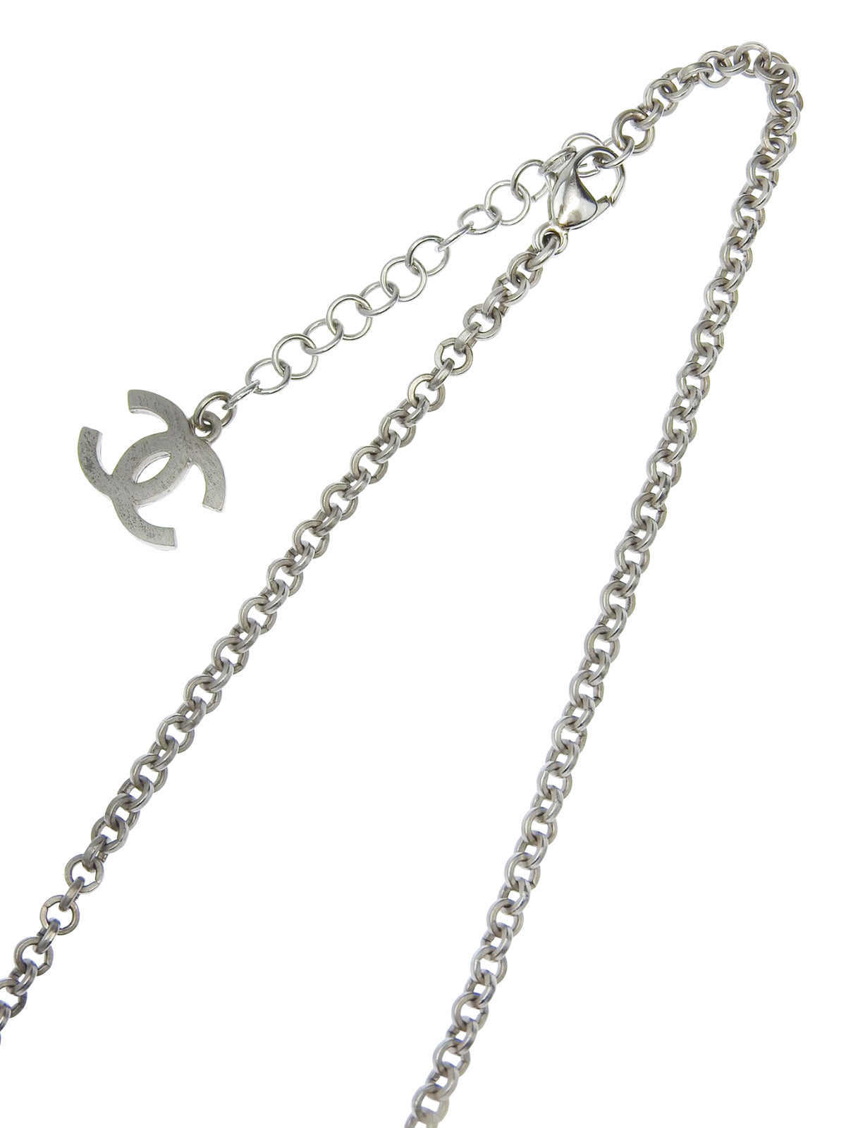 2008年製 マルチカラーストーンCCマークネックレス シルバー/マルチ