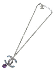 2008年製 マルチカラーストーンCCマークネックレス シルバー/マルチ