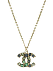 2007年製 カラーストーンCCマークネックレス ゴールド/グリーン/ブルー