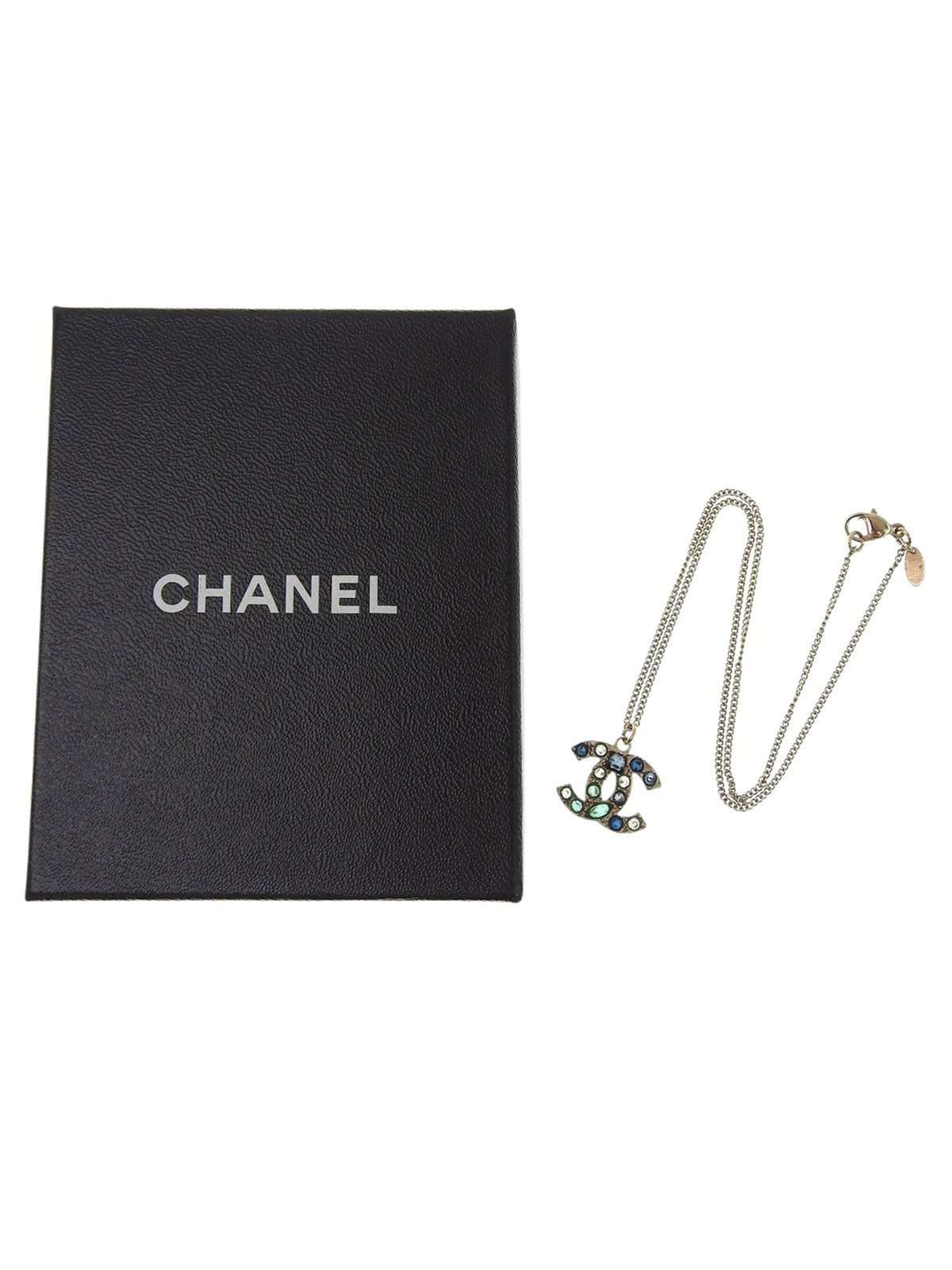 2007年製 カラーストーンCCマークネックレス ゴールド/グリーン/ブルー