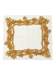 CCマークチェーンパターンスカーフ オフホワイト/ゴールド