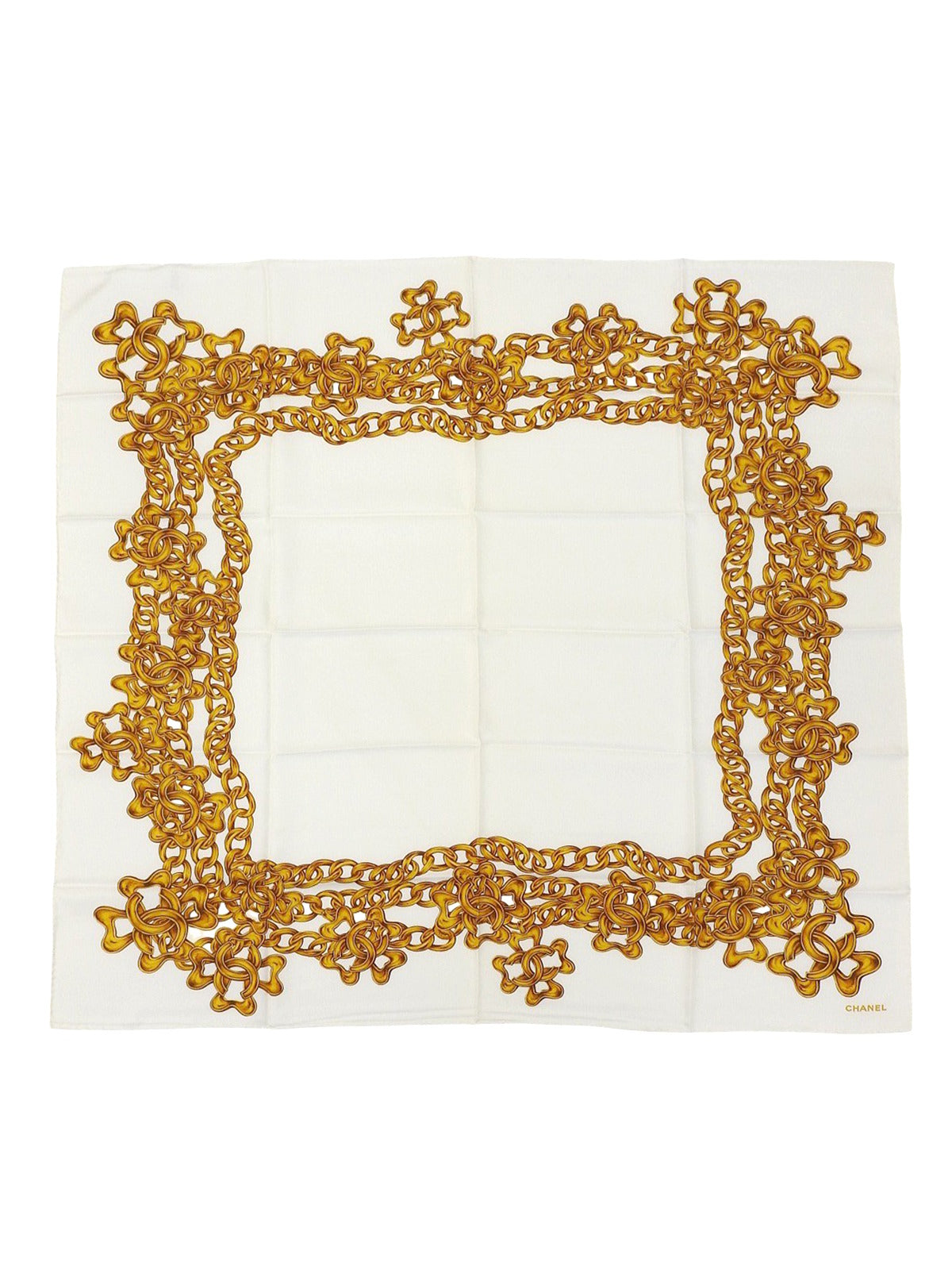 CCマークチェーンパターンスカーフ オフホワイト/ゴールド