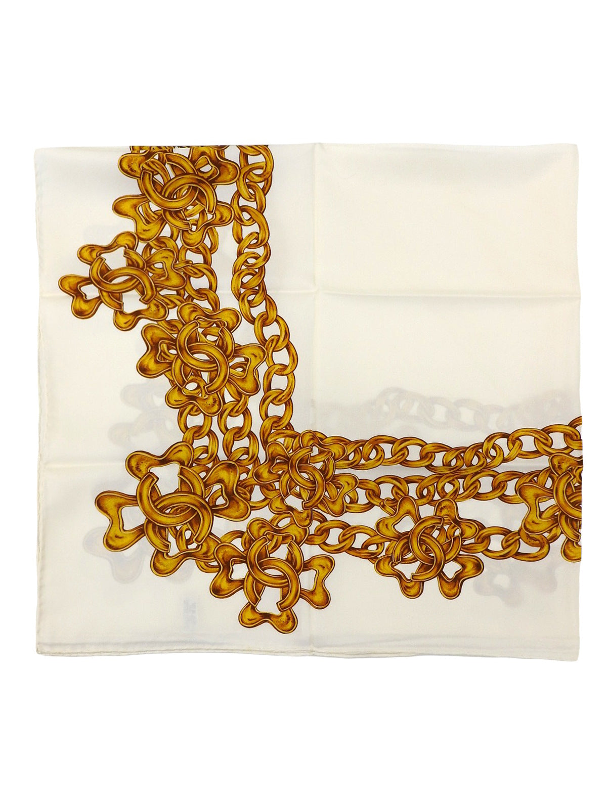 CCマークチェーンパターンスカーフ オフホワイト/ゴールド