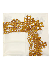 CCマークチェーンパターンスカーフ オフホワイト/ゴールド