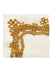 CCマークチェーンパターンスカーフ オフホワイト/ゴールド