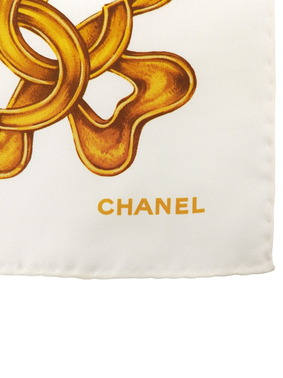 CCマークチェーンパターンスカーフ オフホワイト/ゴールド