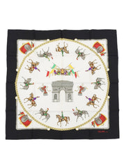 マルチモチーフマカダムパターンスカーフ ホワイト/ブラック