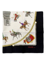 マルチモチーフマカダムパターンスカーフ ホワイト/ブラック