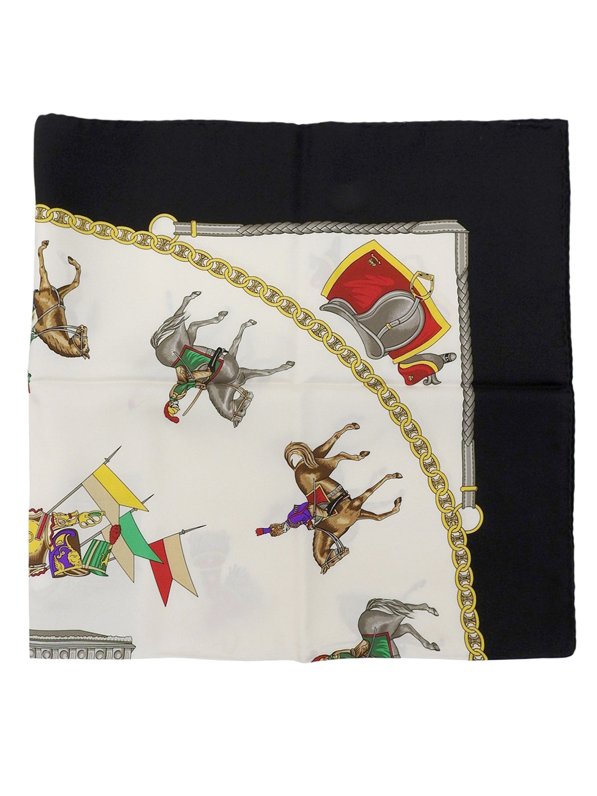 マルチモチーフマカダムパターンスカーフ ホワイト/ブラック